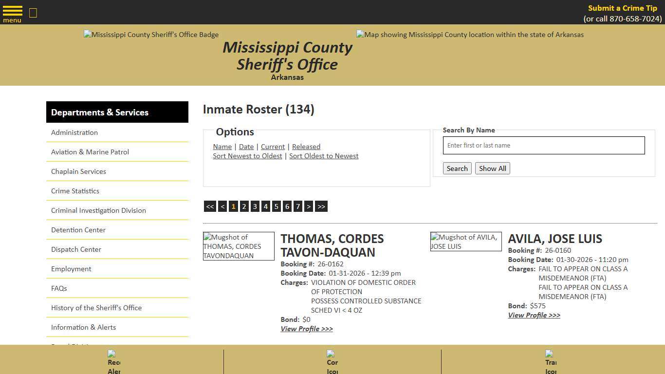 Inmate Roster - Current Inmates Booking Date Descending - Mississippi County AR Sheriff