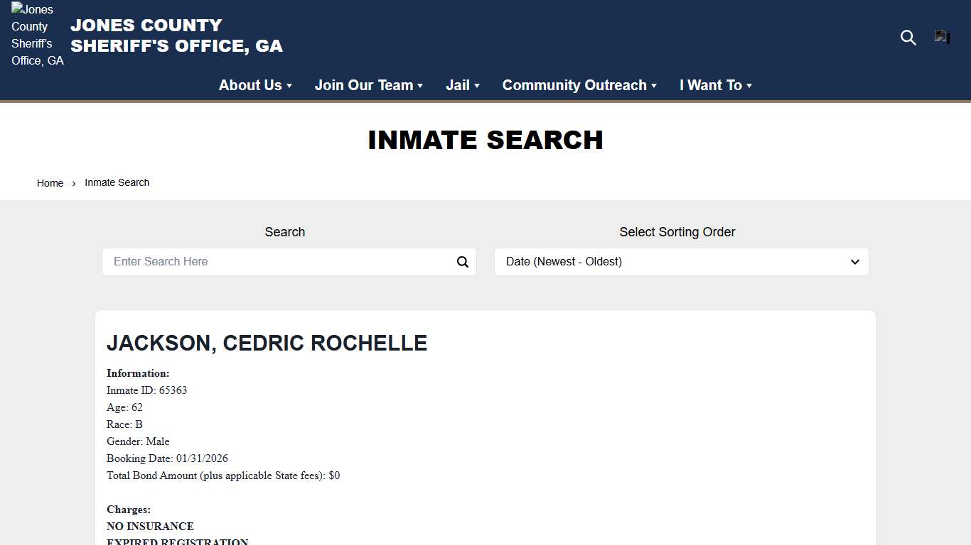 Inmate Search Jones County Sheriff’s Office, GA